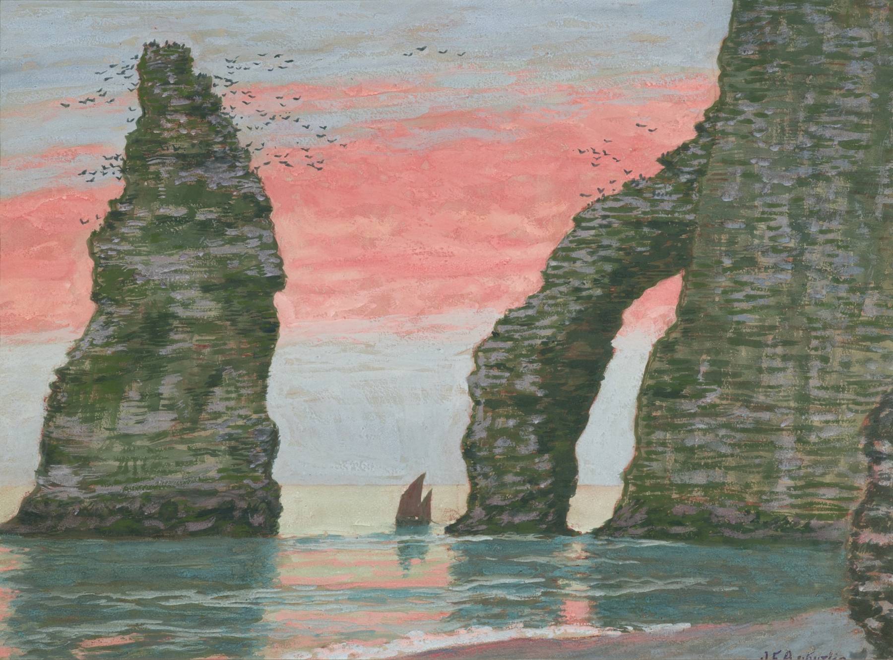 Jean Francis Auburtin, L’Aiguille d’Étretat, ciel rouge