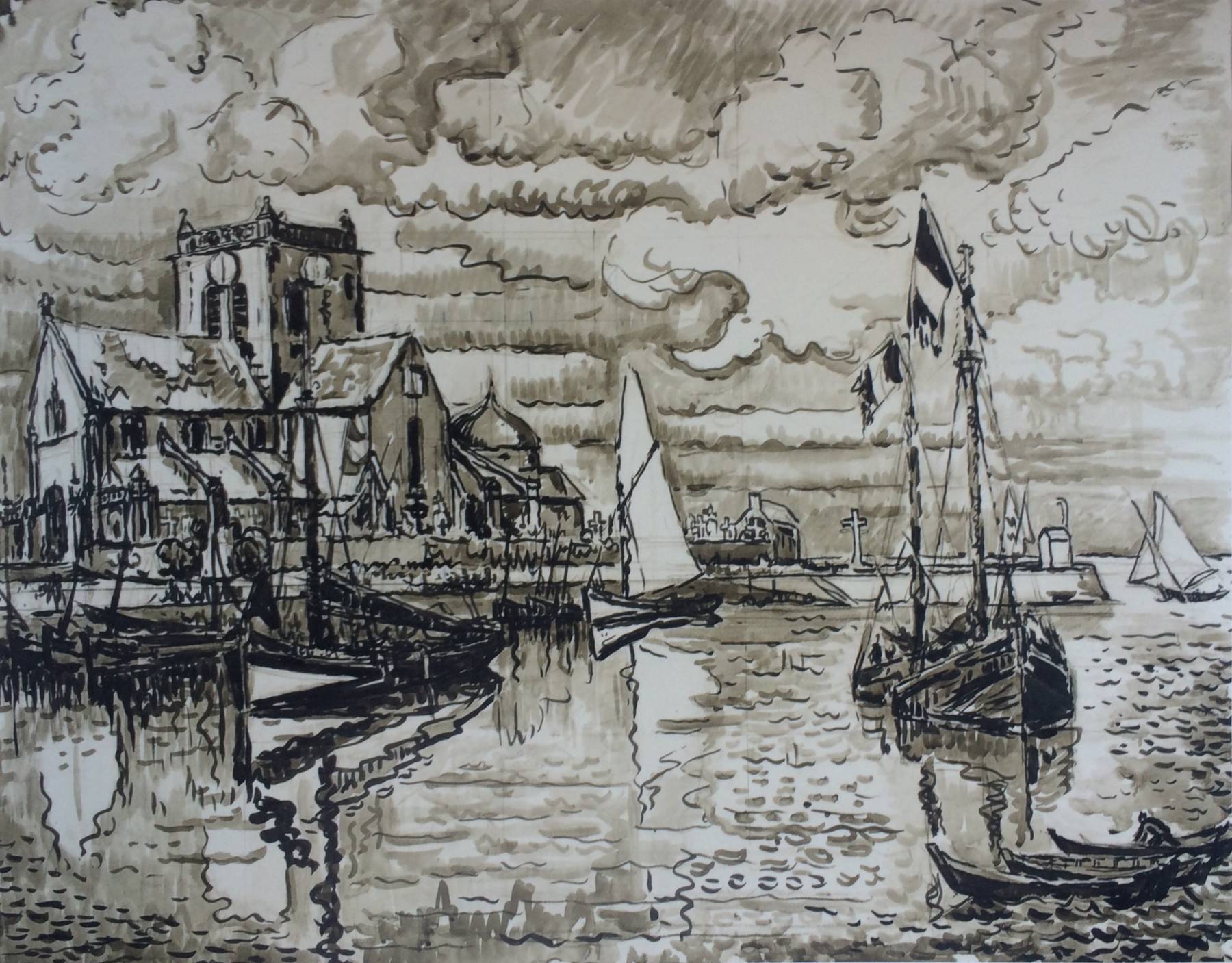 Paul Signac, Barfleur (carton préparatoire pour le tableau éponyme FC 596)