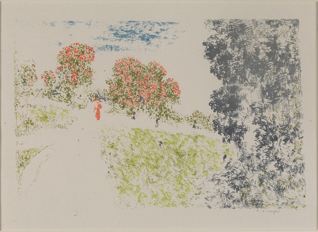 Ker-Xavier Roussel (1867-1944), Femme en rouge dans un paysage,