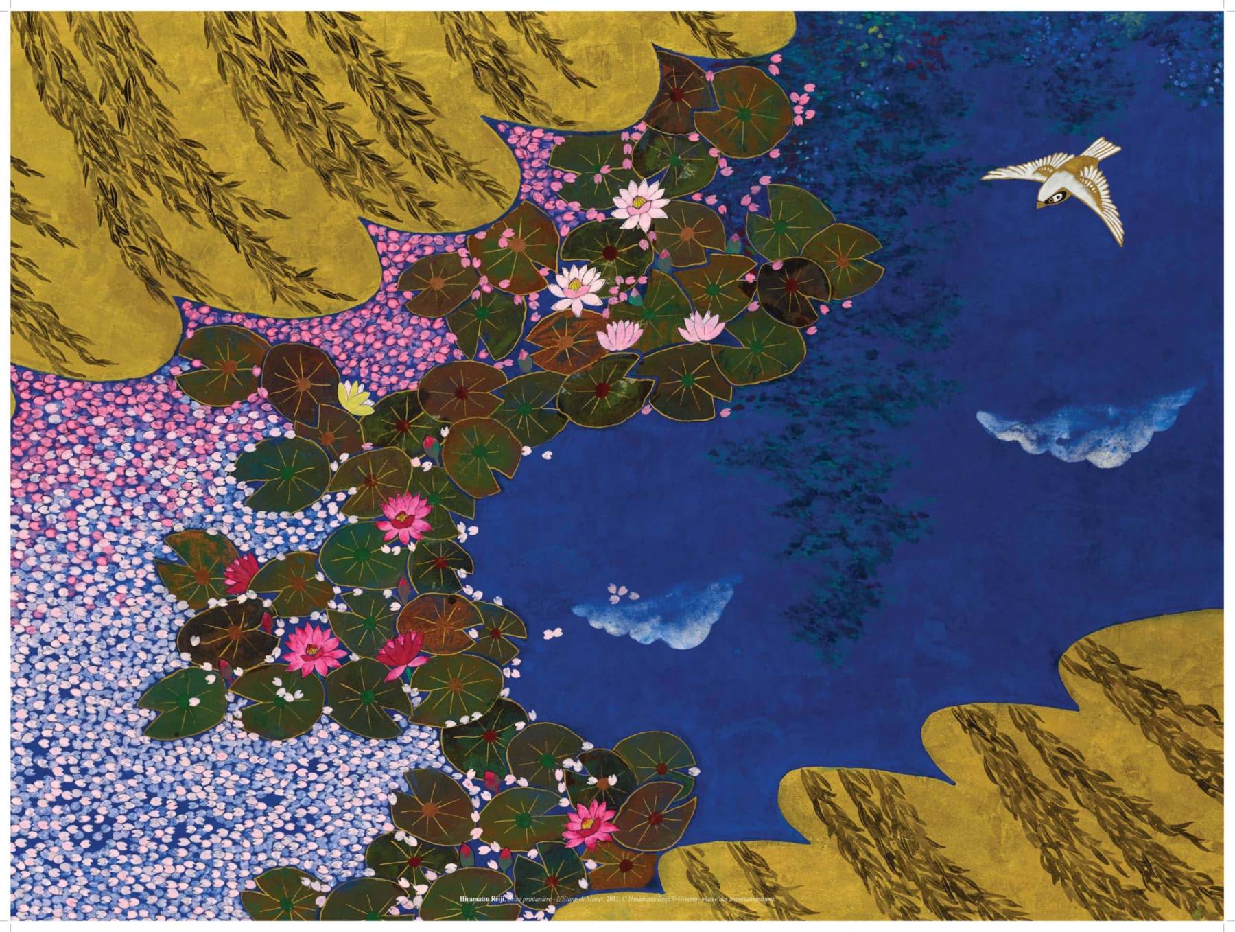 Hiramatsu Reiji (né en 1941) Brise printanière - L'Étang de Monet, 2011 Nihonga, 112,1 x 162,1 cm Giverny, musée des impressionnismes, MDIG 2013.1.7 © Hiramatsu Reiji © Giverny, musée des impressionnismes