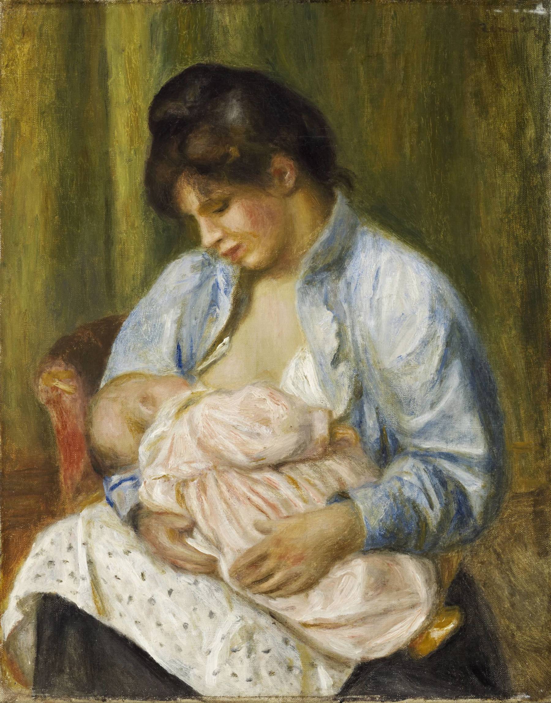 Auguste Renoir (1841-1919) Femme allaitant un enfant, 1893-1894 Huile sur toile, 41,2 x 32,5 cm Edimbourg, National Galleries of Scotland, don de Sir Alexander Maitland en mémoire de son épouse Rosalind, 1960, NG 2230 © National Galleries of Scotland, Dist. RMN-Grand Palais / Scottish National Gallery / Photographic Department