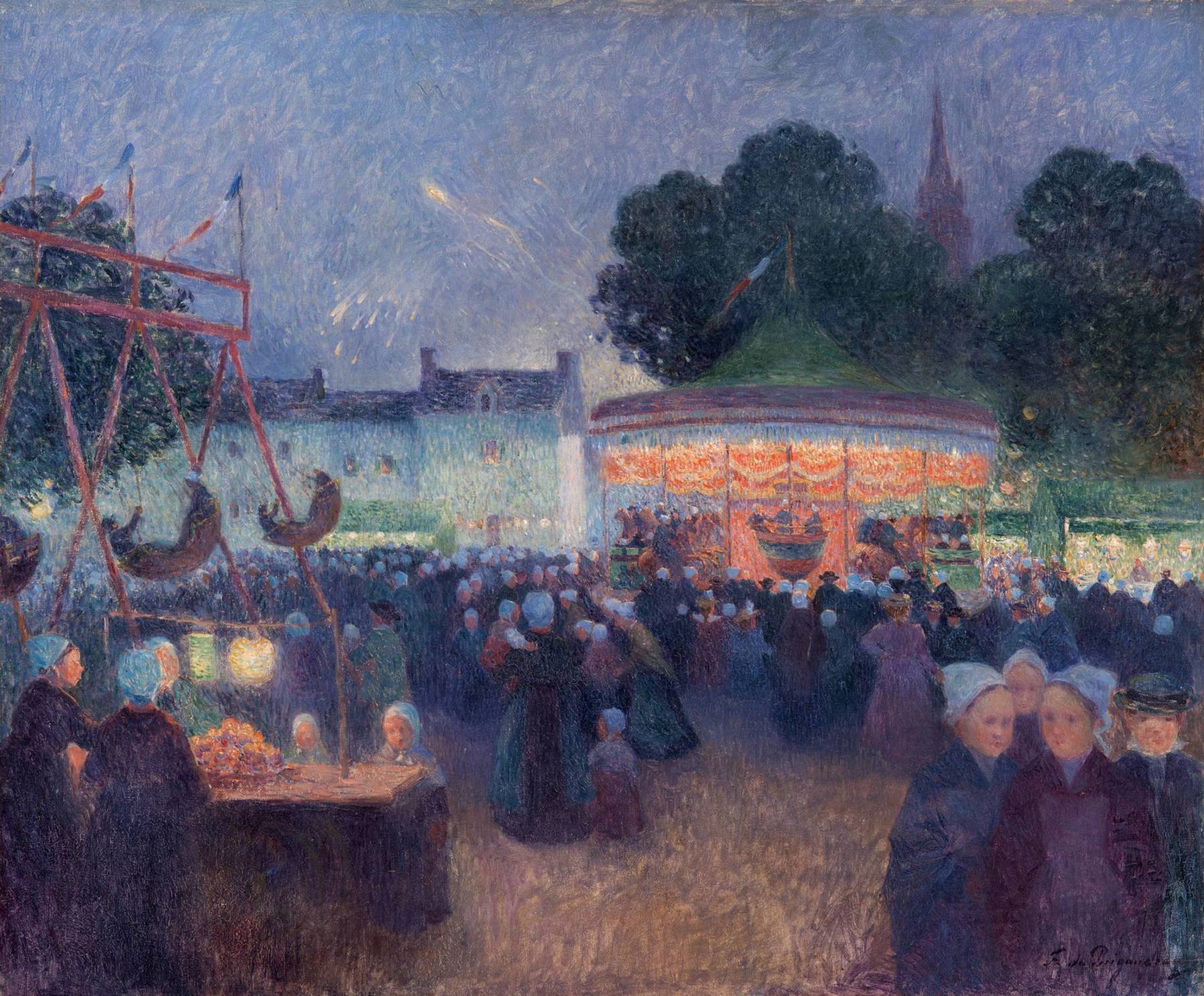 Ferdinand du Puigaudeau (1864-1930) Fête nocturne à Saint-Pol-de-Léon, 1894-1898 Huile sur toile, 60 x 73 cm Collection Carmen Thyssen-Bornemisza en dépôt au Museo Nacional Thyssen-Bornemisza, CTB.1999.15 © Coleccion Carmen Thyssen